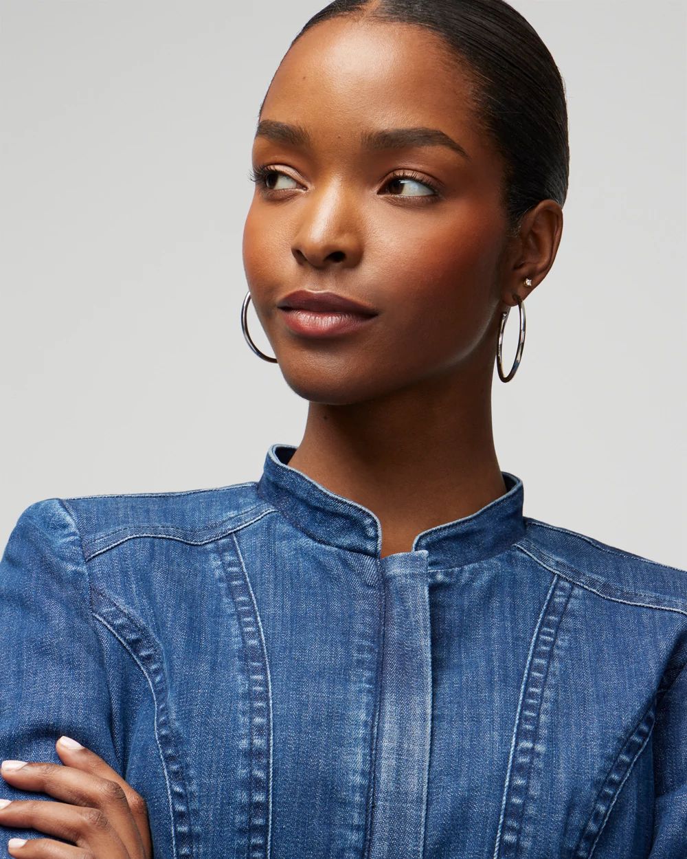 ジャケット・アウター DENIM CORSET COMBINE JACKET Ameri（アメリ）の「DENIM CORSET COMBINE JACKET（テーラード